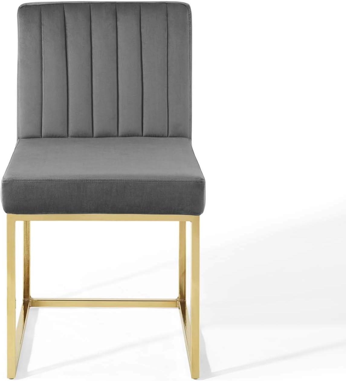 Modway Carriage Channel Tufted Sled Base Performance Velvet Dining Chair