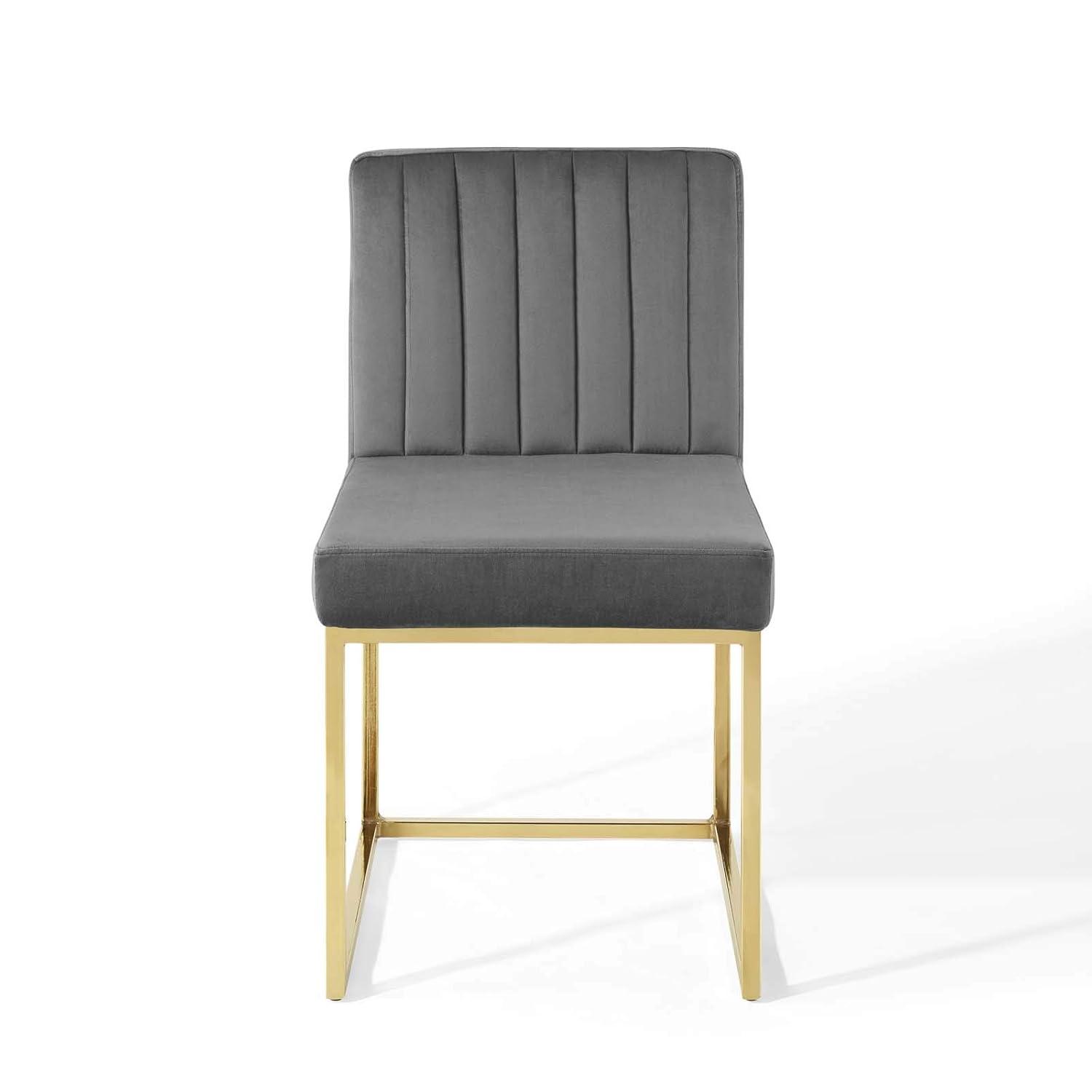 Modway Carriage Channel Tufted Sled Base Performance Velvet Dining Chair