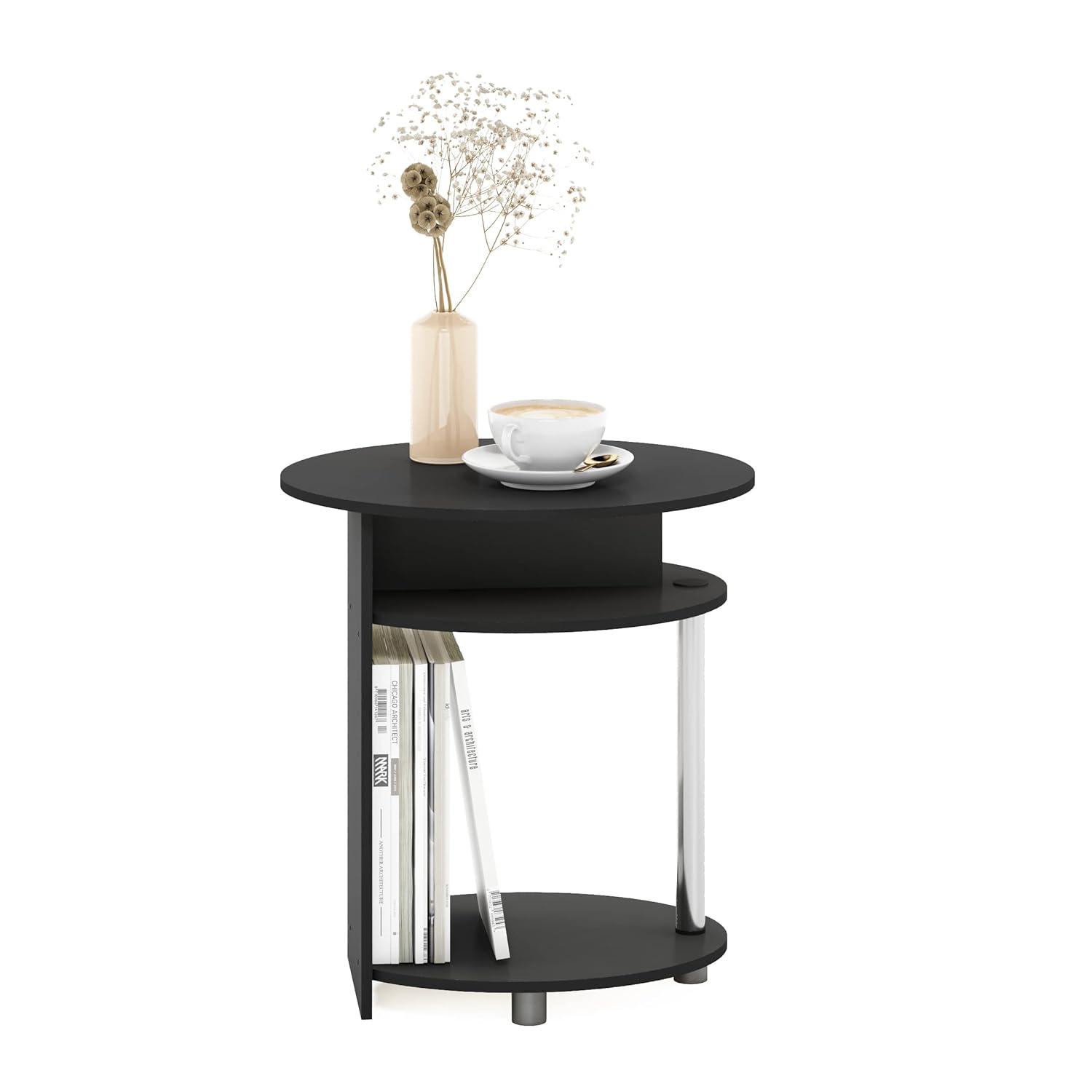 Furinno 3-Tier End Table Accent Sofa Side Coffee Table w/Open Storage Shelf,Americano