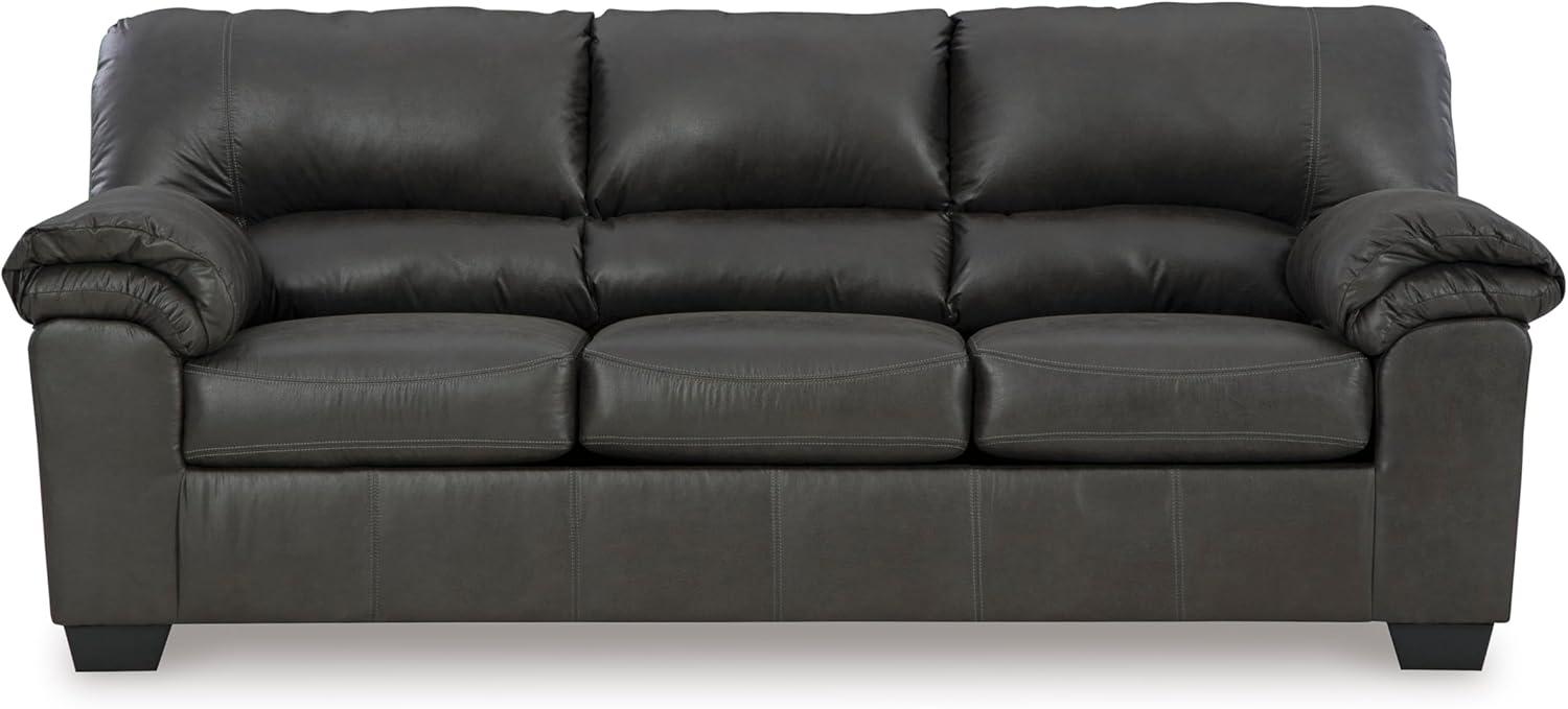 Signature Design by Ashley Bladen Contemporary Faux Leather & Wood Sofa in Gray