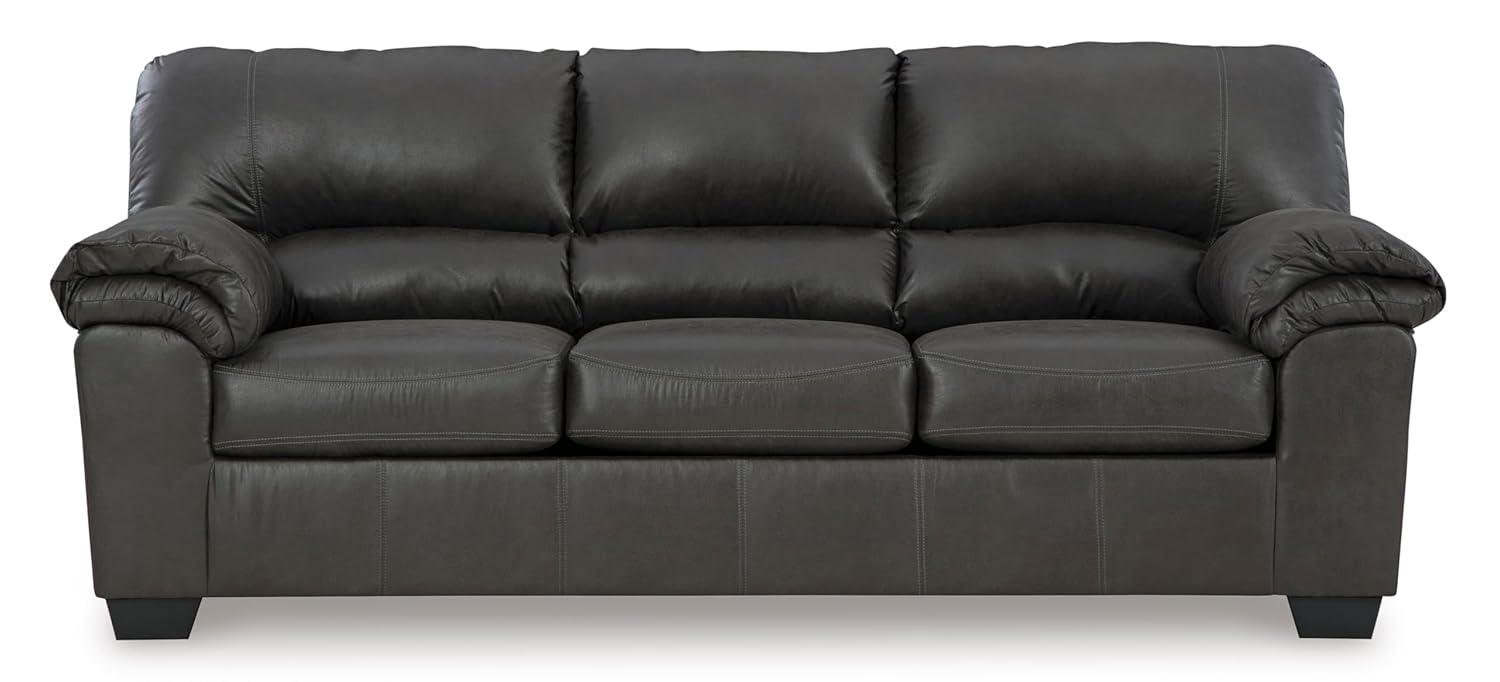 Signature Design by Ashley Bladen Contemporary Faux Leather & Wood Sofa in Gray