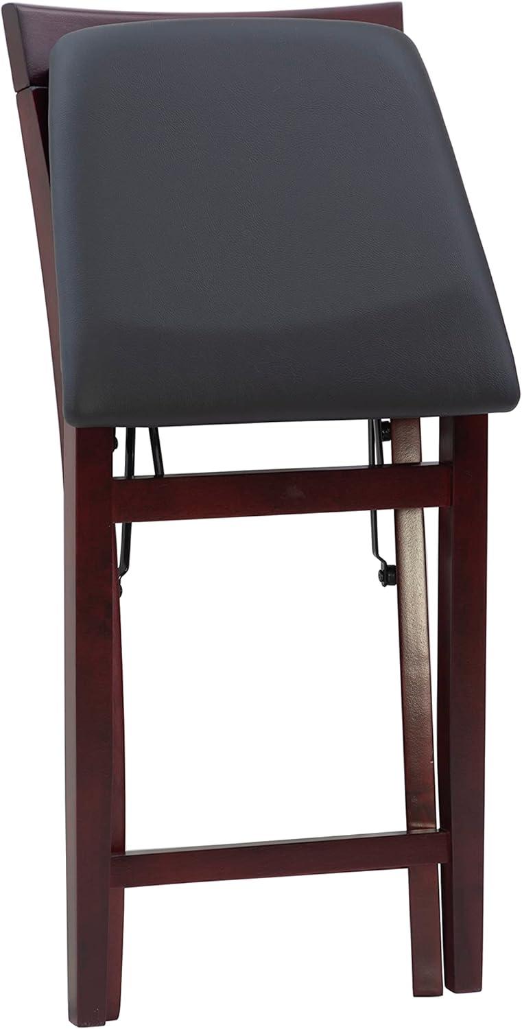 Triena X Back Faux Leather Folding Counter Height Barstool Espresso - Linon: Padded Seat, 24" High