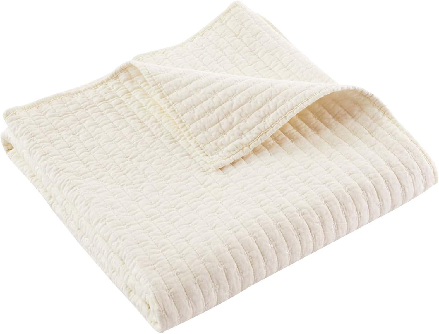 Cross Stitch Cream Throw - One Quilted Throw - Levtex Home