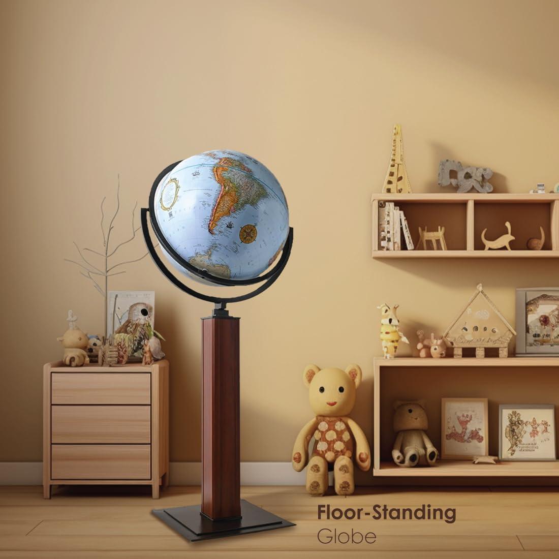 Landen 44" Blue Floor Standing Globe with Metal Base