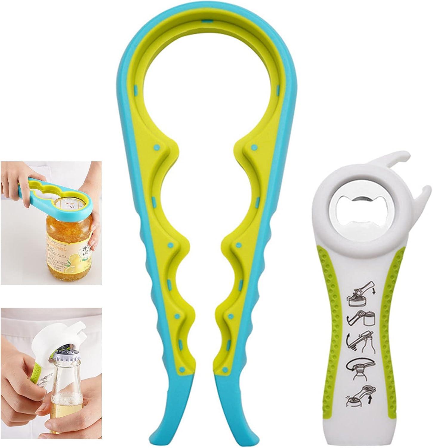 Bottle Opener for Arthritic Hand,Jar Opener for Old People, Children, Women, Those with Weak Hands,Multifunctional Kitchen Gadgets (02-Blue)