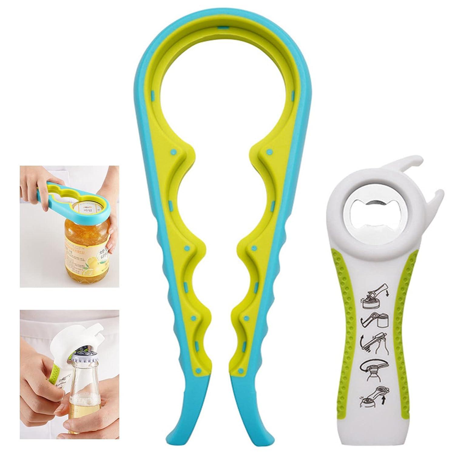 Bottle Opener for Arthritic Hand,Jar Opener for Old People, Children, Women, Those with Weak Hands,Multifunctional Kitchen Gadgets (02-Blue)