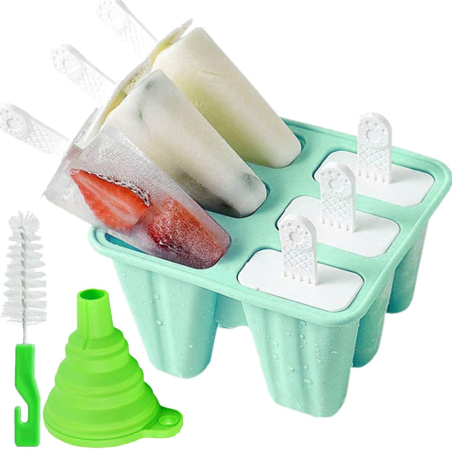 Mint Green Silicone 6-Piece Reusable Popsicle Mold Set