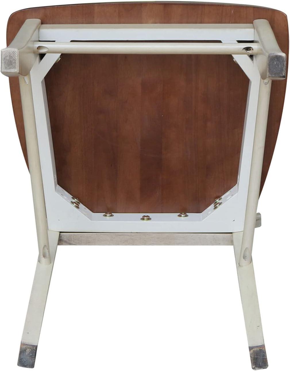 Set of 2 X Back Chairs with Solid Wood Seats Antiqued Almond/Espresso - International Concepts: Hardwood High Back Dining Furniture