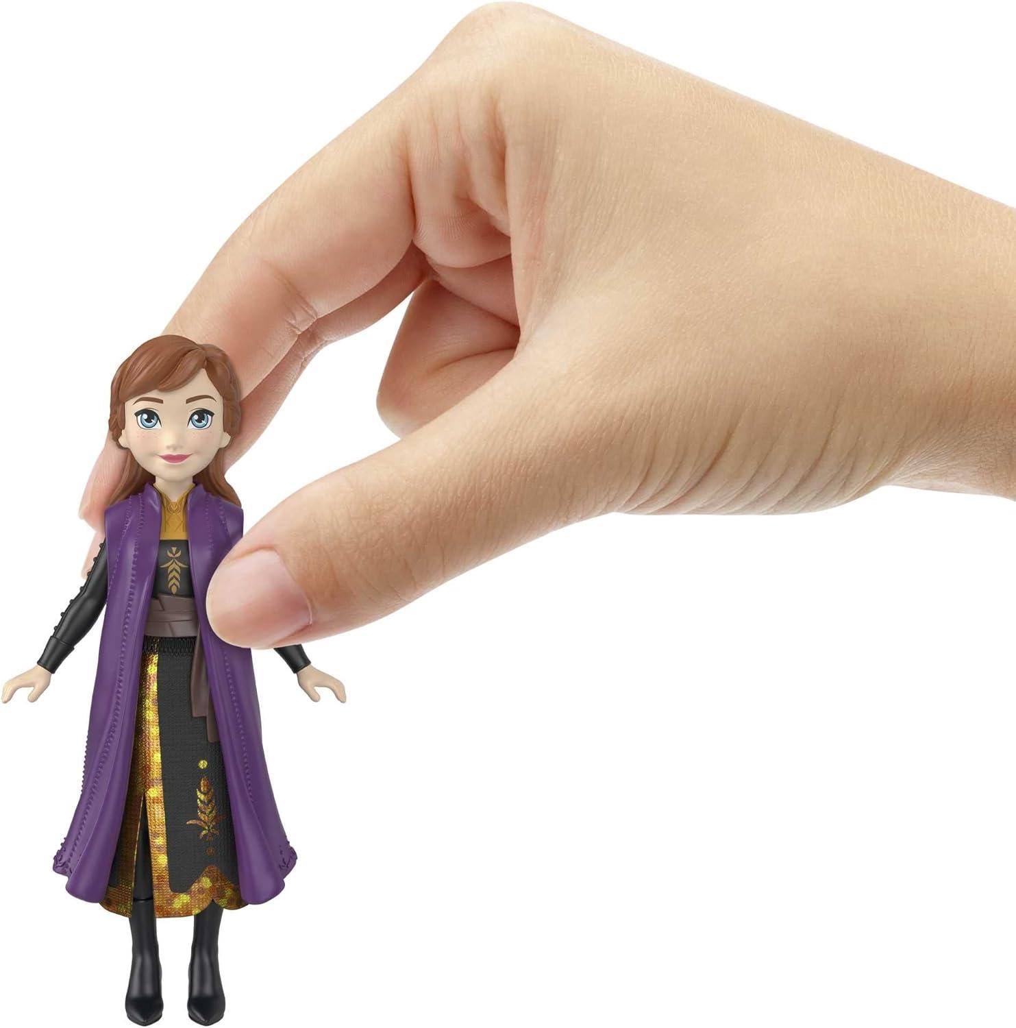 Disney Frozen Anna Small Doll in Travel Look, Posable with Removable Cape & Skirt