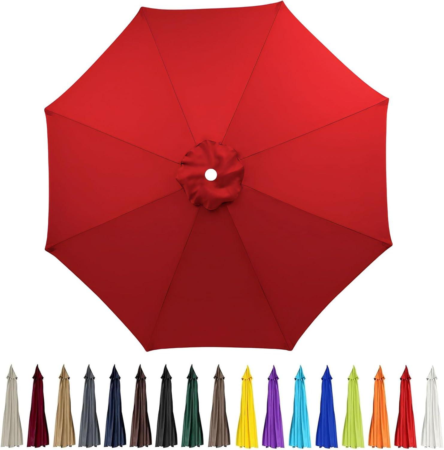 WLAGOOD 9' Patio Outdoor Table Market Yard Umbrella Replacement Top Cover with 8 Ribs, 9ft Canopy,Canopy Garden Umbrella Outdoor Stall Umbrella Beach Sun Umbrella Replacement Cloth