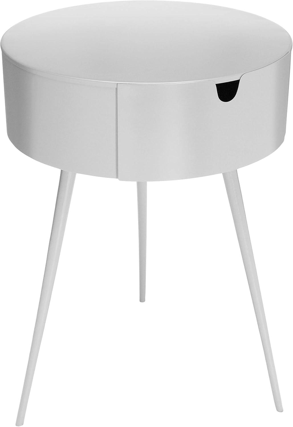 Bali Minimalist White Metal Nightstand with Storage Drawer