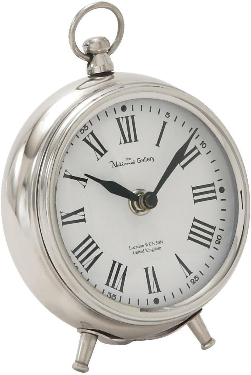 DecMode 6" Silver Stainless Steel Clock with Ring Top