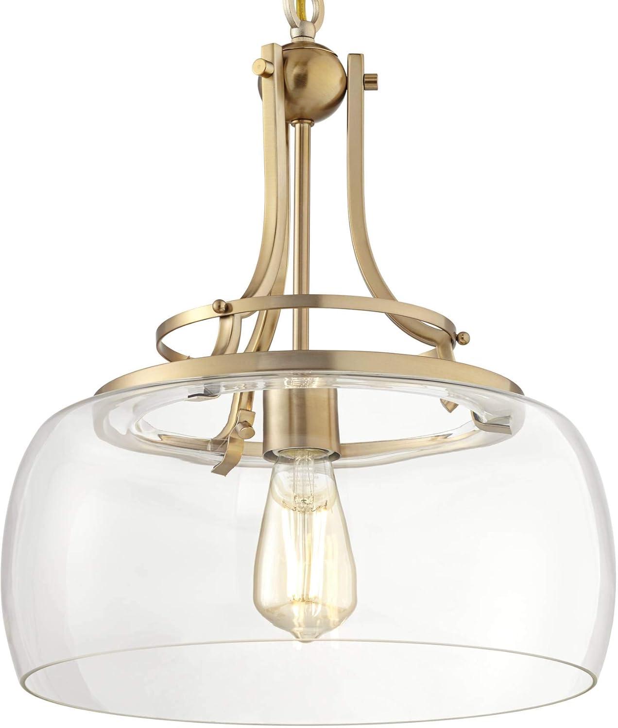 Charleston 18" Brass and Glass Industrial Farmhouse Pendant Light