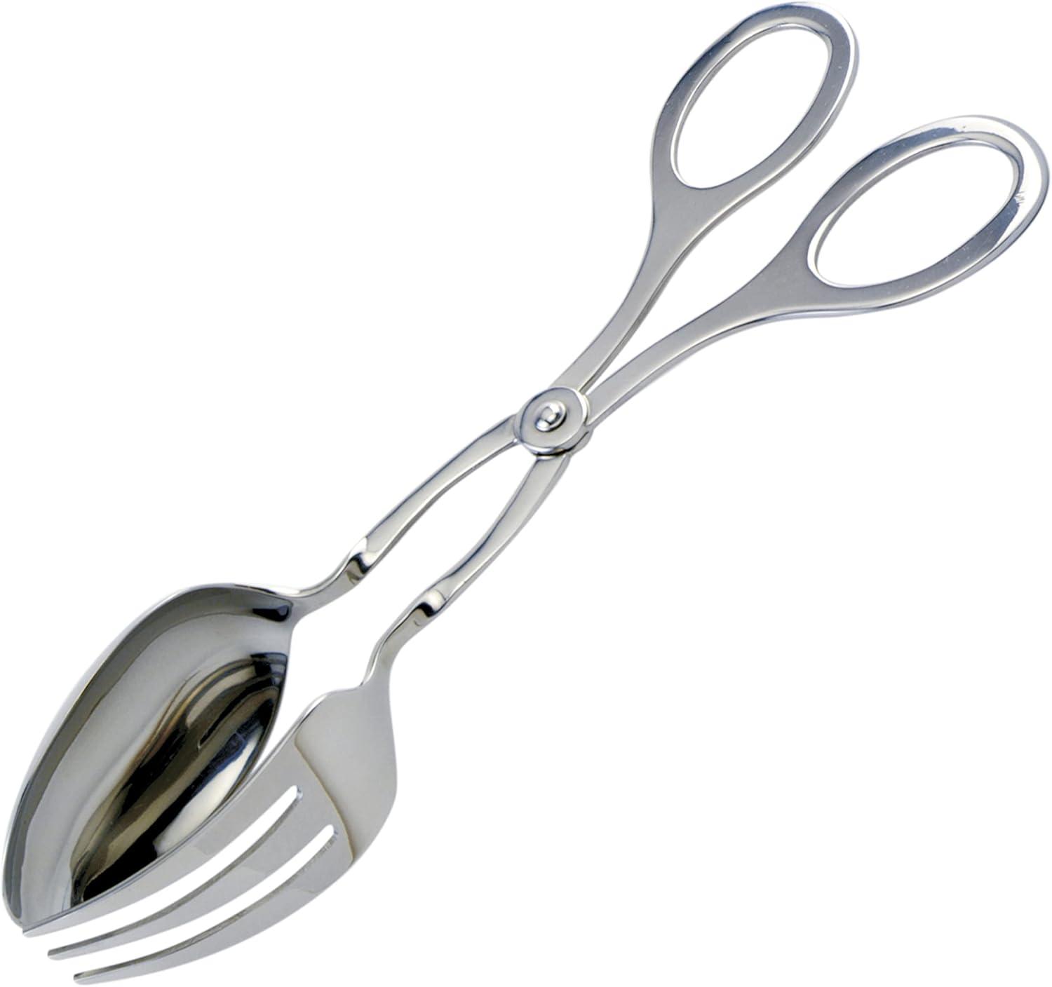 Polished Stainless Steel Scissor Style Serving Tongs, 9-Inch