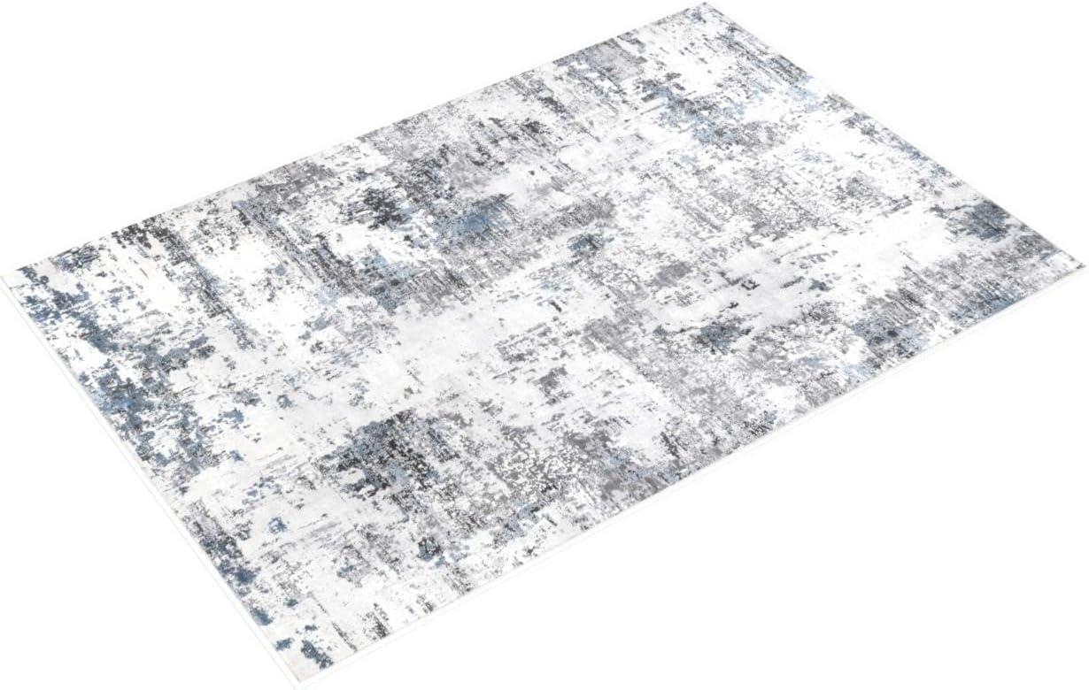 Nuloom Dali Abstract 4x6 Machine Washable Indoor Area Rug for Living Room Bedroom Dining Room Kitchen, Blue Grey/Ivory