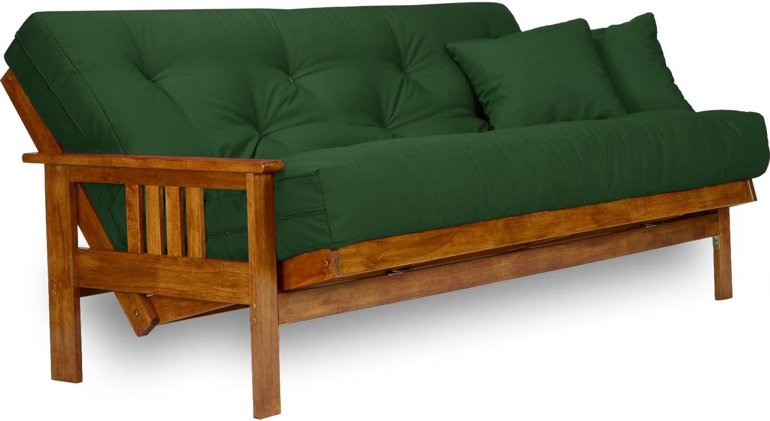 Heritage Wood Futon Frame with Blue Mattress