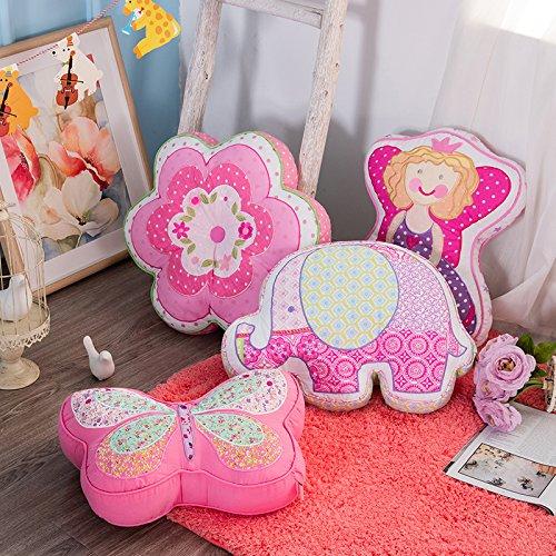 Brandream Kids Pillows Girls Butterfly Shaped Pillow Quilted Throw Pillow for Bed Couch Pink Sweet
