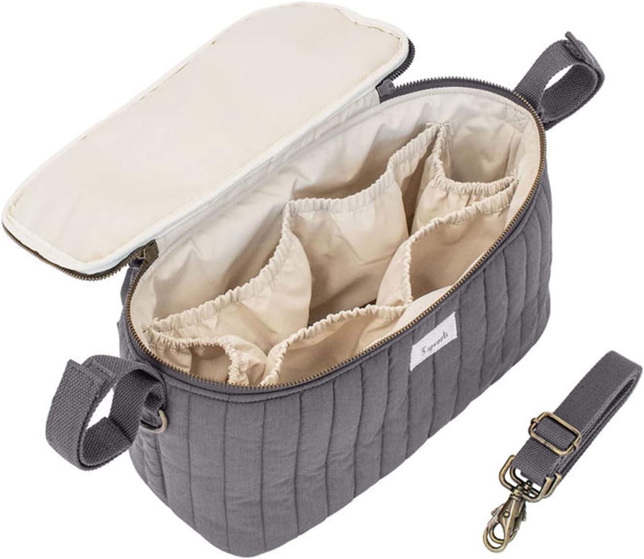 3 Sprouts Universal Quilted Stroller Caddy Organizer with 2 Cup Holders and Adjustable Shoulder Strap in Mustard