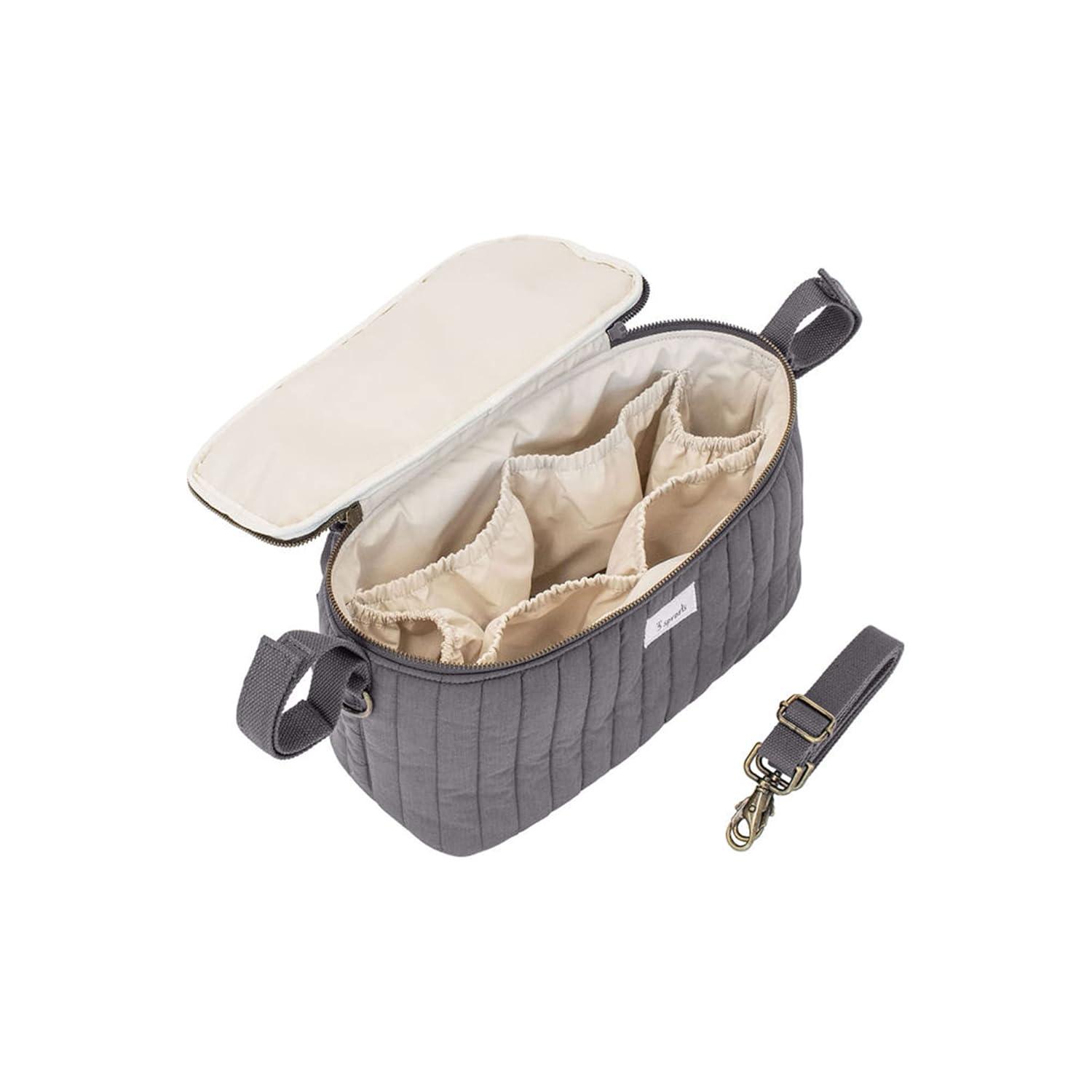 3 Sprouts Universal Quilted Stroller Caddy Organizer with 2 Cup Holders and Adjustable Shoulder Strap in Mustard
