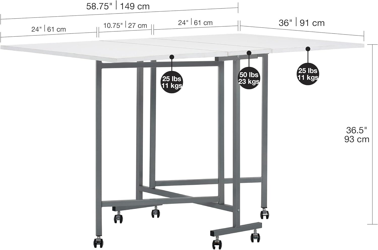 Sew Ready 58.75'' x 36.5'' Foldable Craft Table with Wheels
