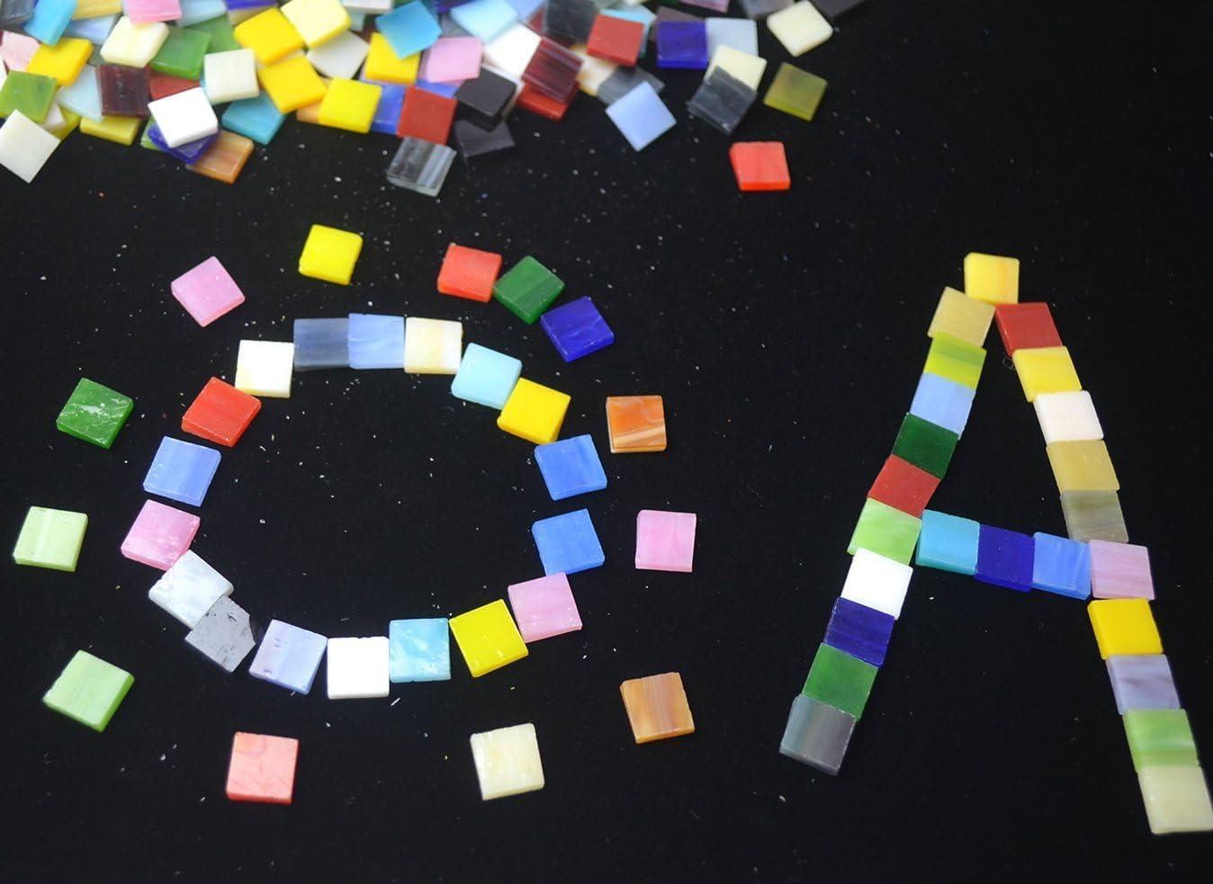 Lanyani 800 Pieces Mosaic Tiles Stained Glass - Assorted Colors for Art Craft and Home Decorations - 500g/1.1lb