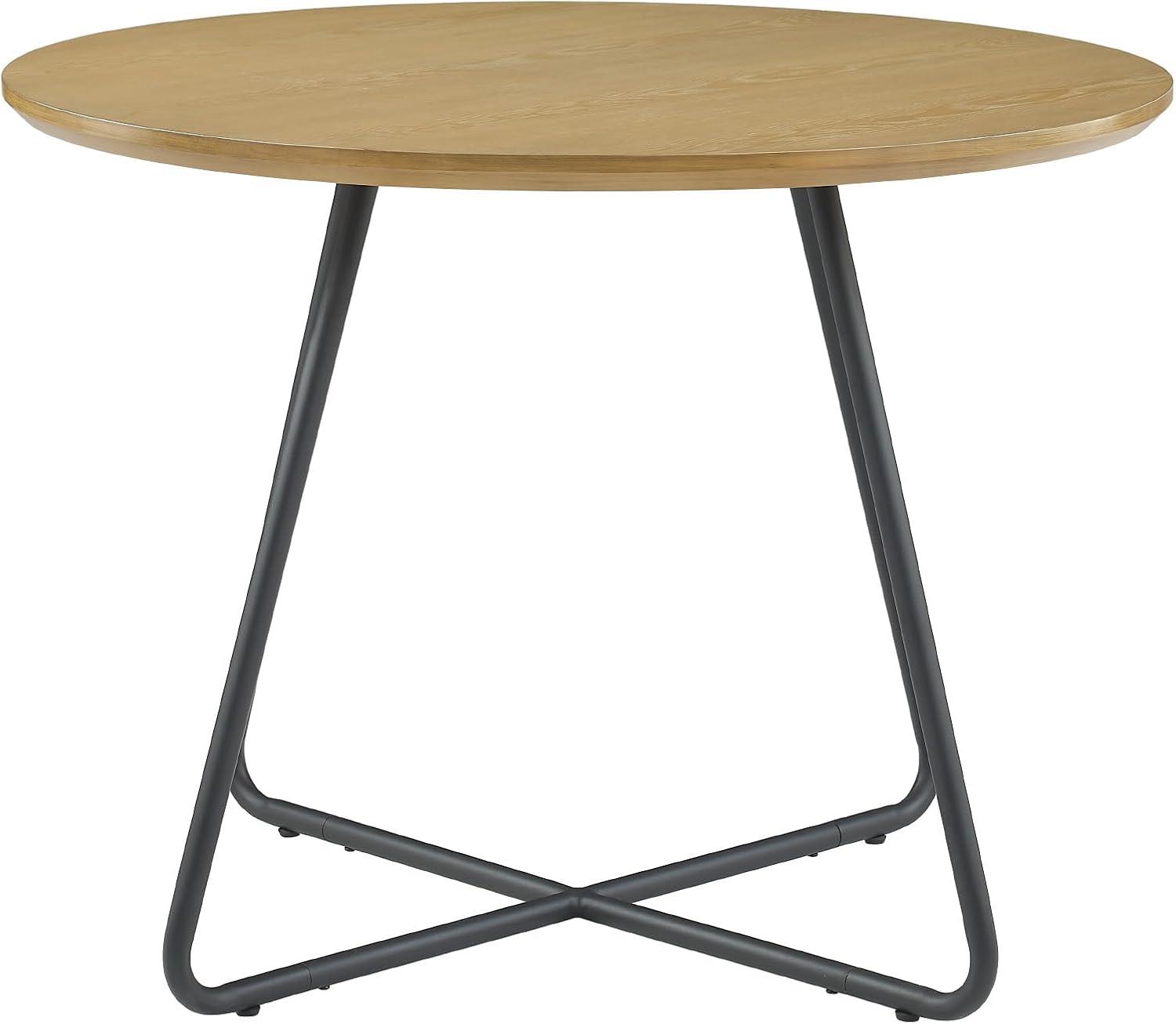 40" Modern Veneer and Metal Round Dining Table - Ash