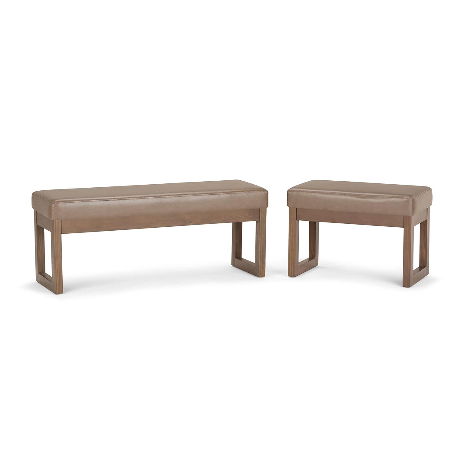 Simpli Home Milltown Ottoman Bench with Upholstered Seat and Solid Wood Frame