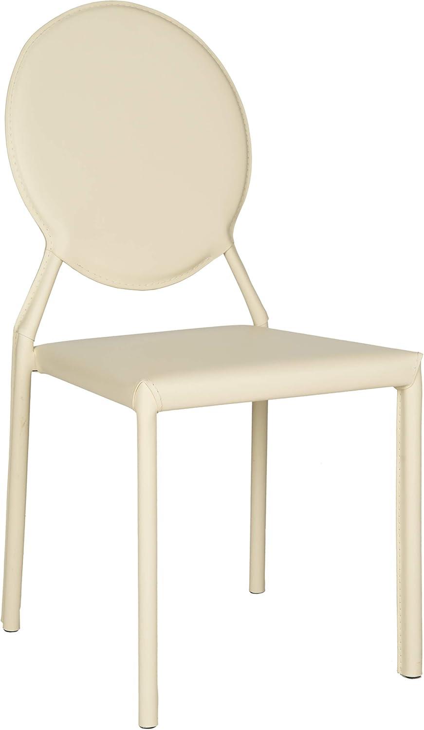 Butter Cream Upholstered Leather Side Chair, 37" Height