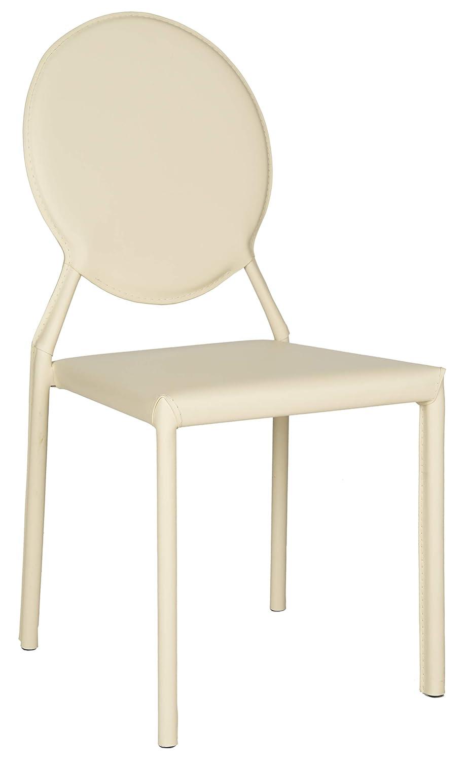Warner Round Back Leather Side Chair (Set of 2) - FOX2018 - Butter Cream - Safavieh Couture