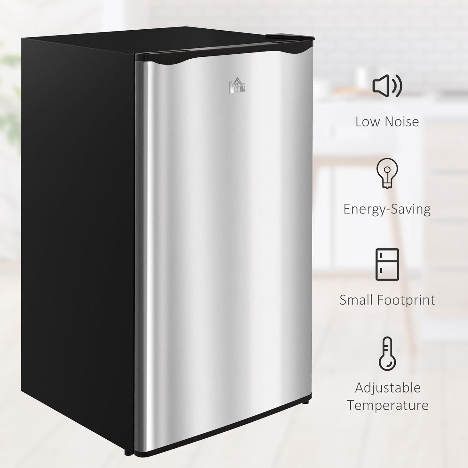 Compact Silver Mini Fridge with Freezer and Adjustable Thermostat