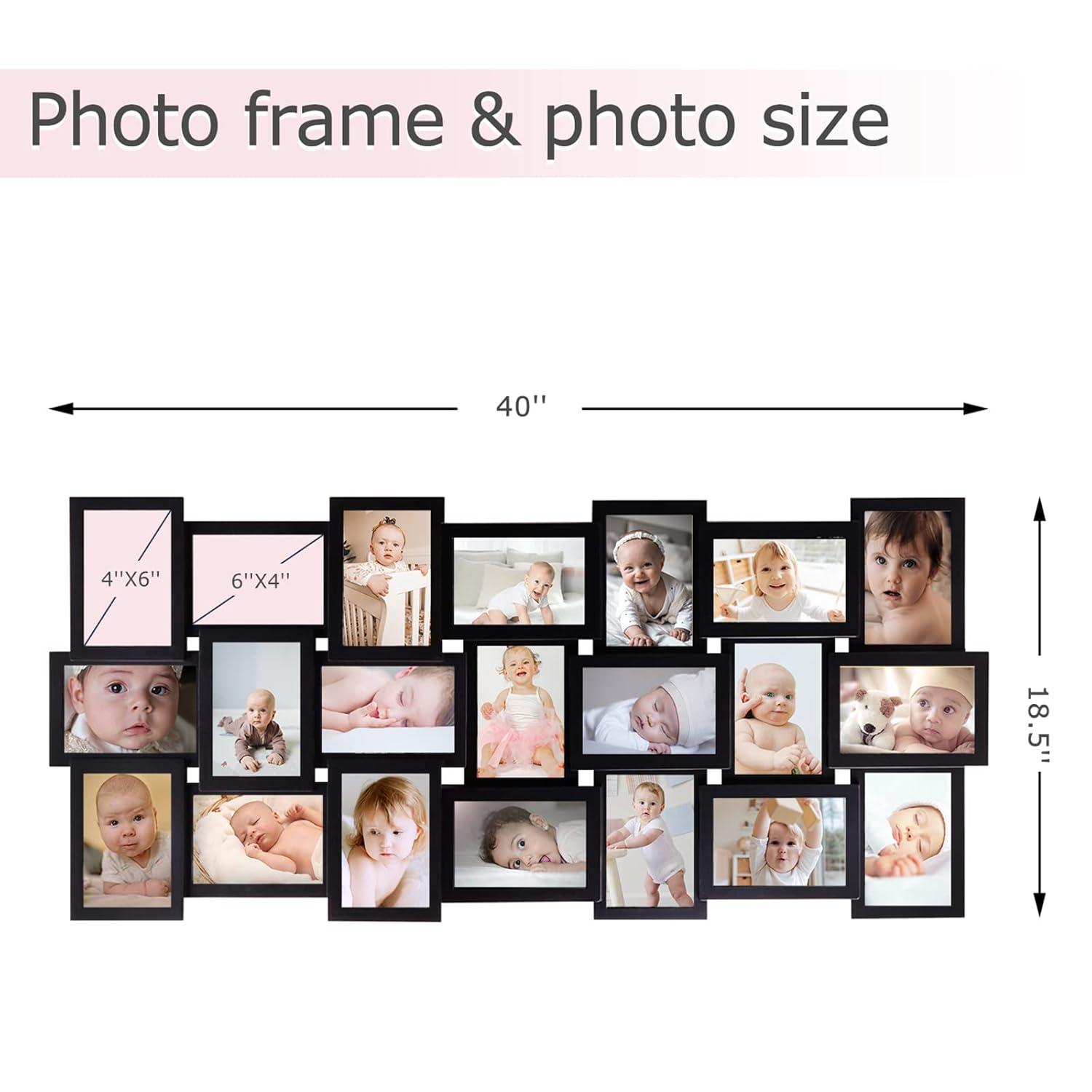 21 Openings Multiple Photo Frame Family Collage Picture Frames 6x4 Black For Wall