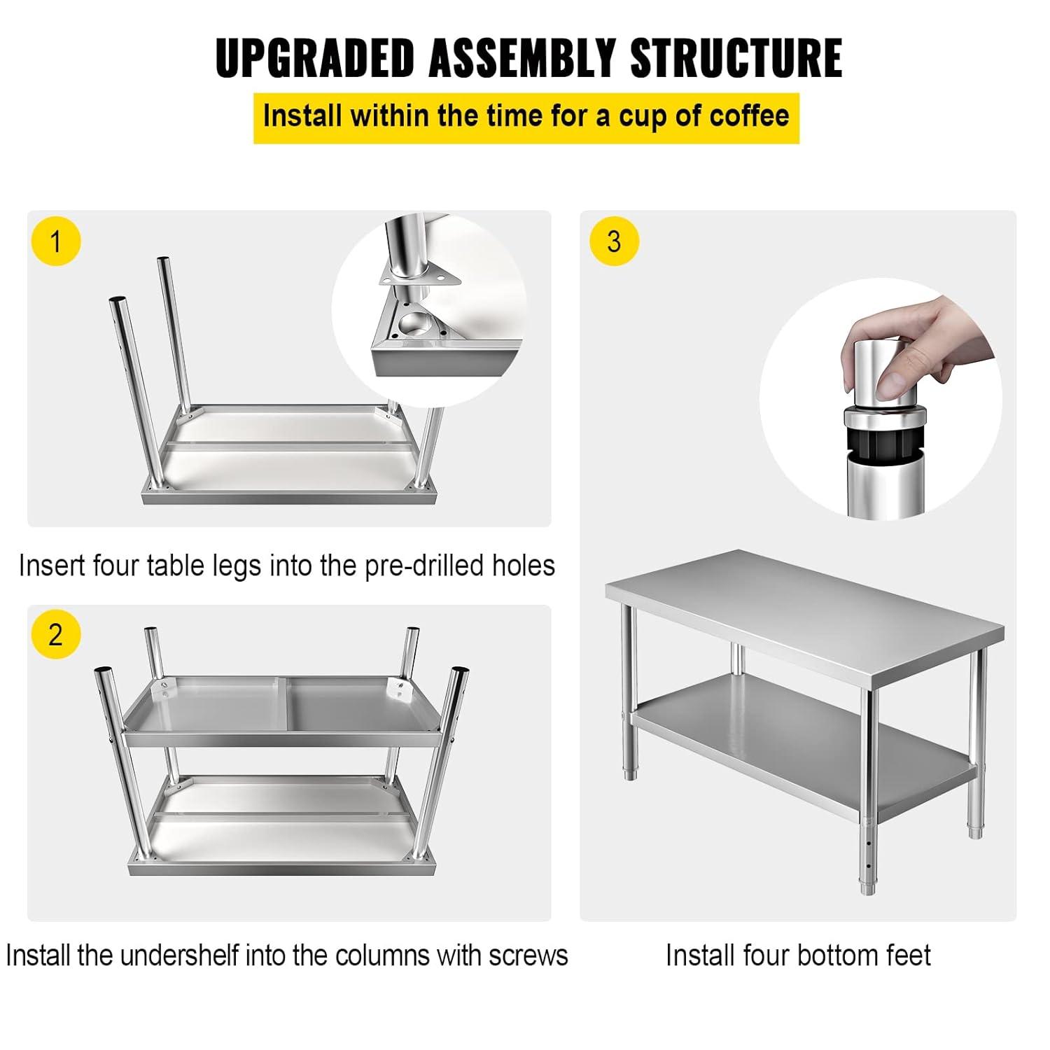 Prep & Savour Demnan Metal Top Workbench