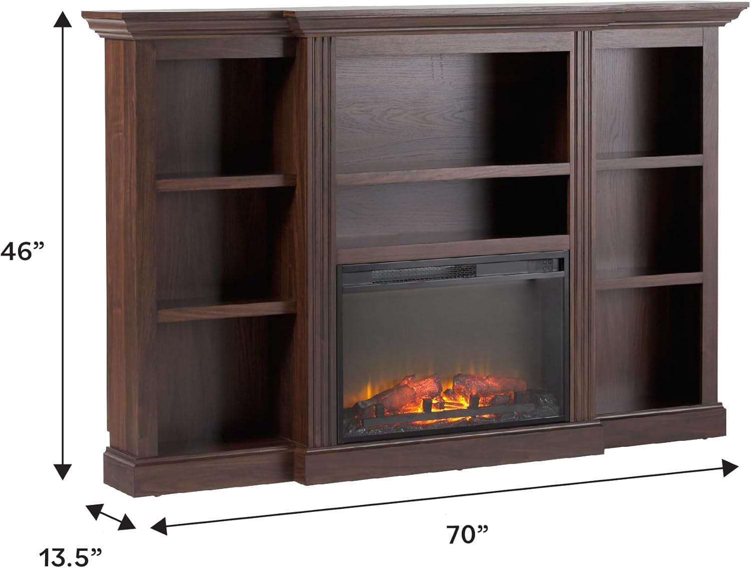 Red Barrel Studio® Traditional 70” Mantel Fireplace with Open Shelving