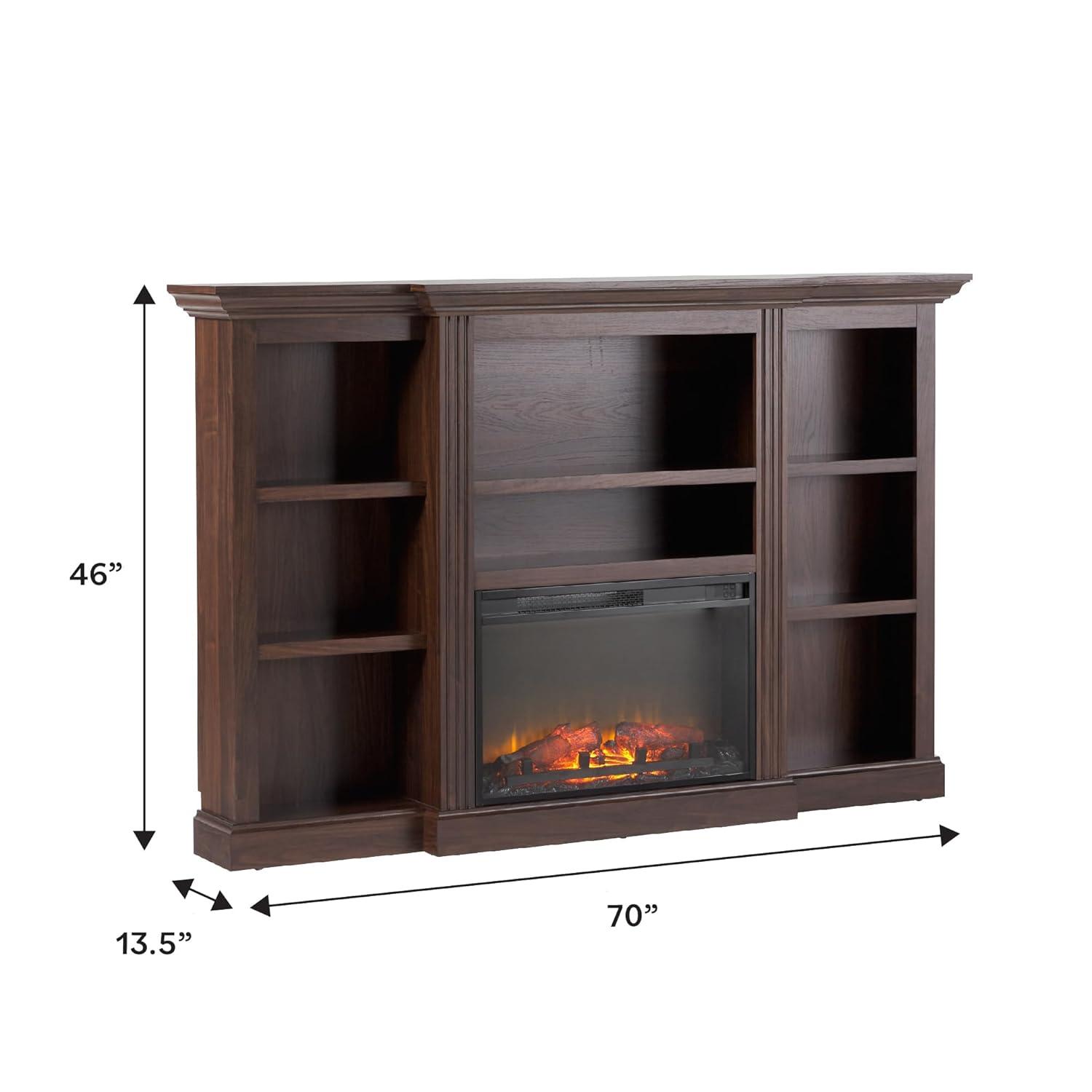 Red Barrel Studio® Traditional 70” Mantel Fireplace with Open Shelving