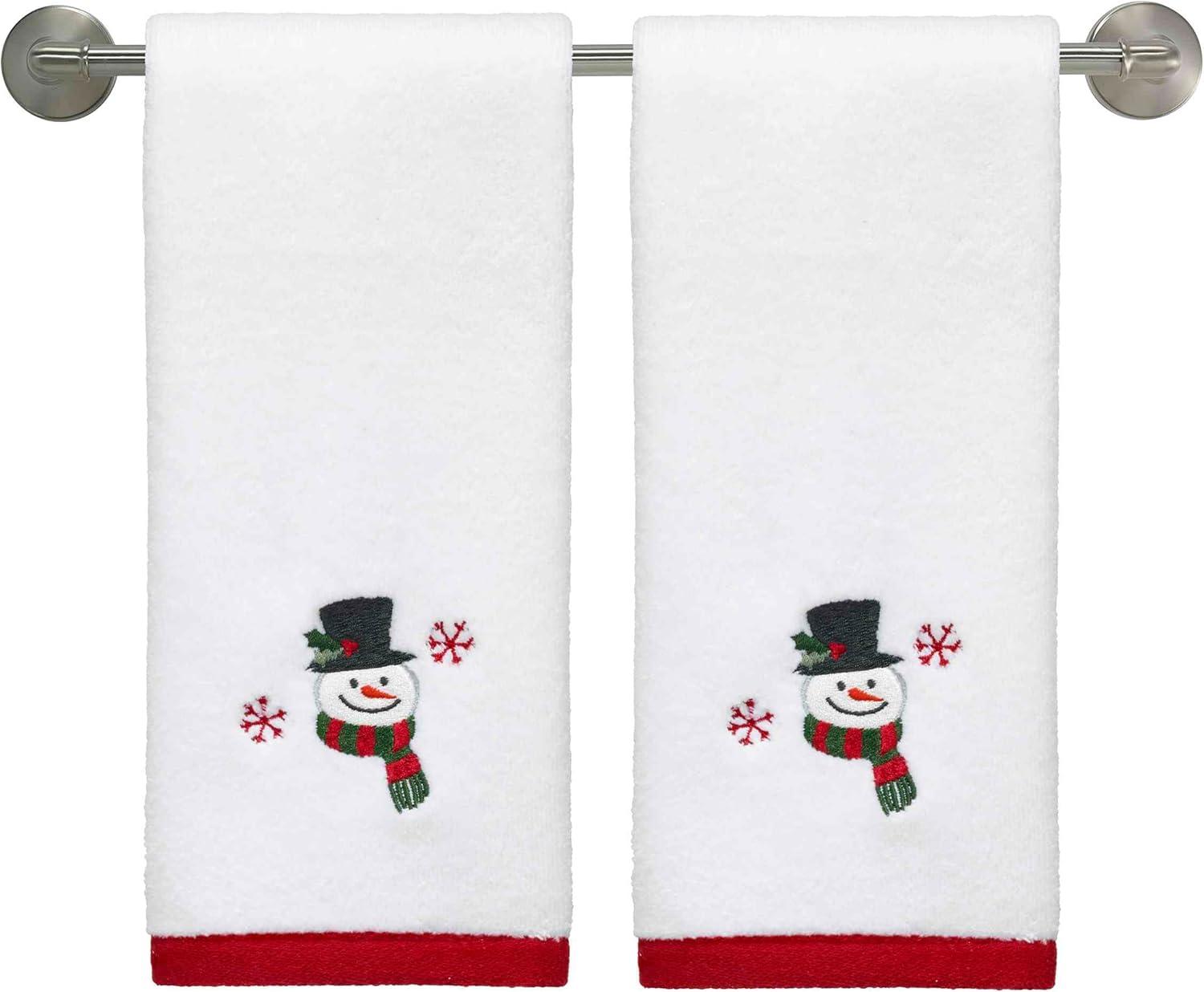 Winter Snowman Cotton Embroidered Fingertip Towels Set