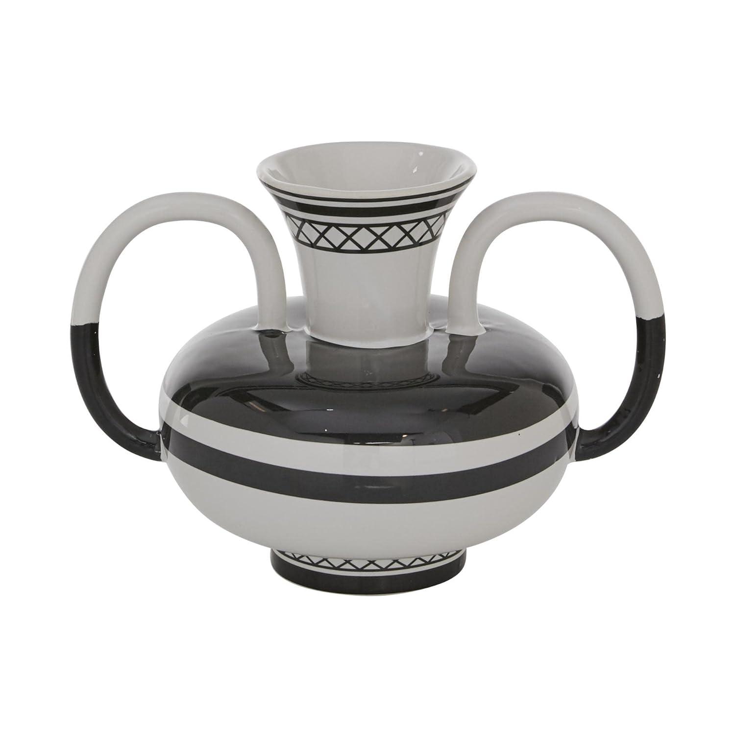 Novogratz Ceramic Decorative White Vase with Handles