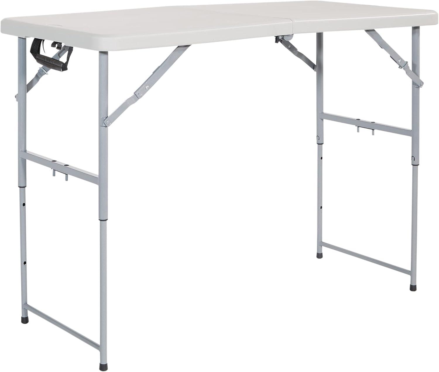 Light Gray Adjustable Height Foldable Resin Console Table