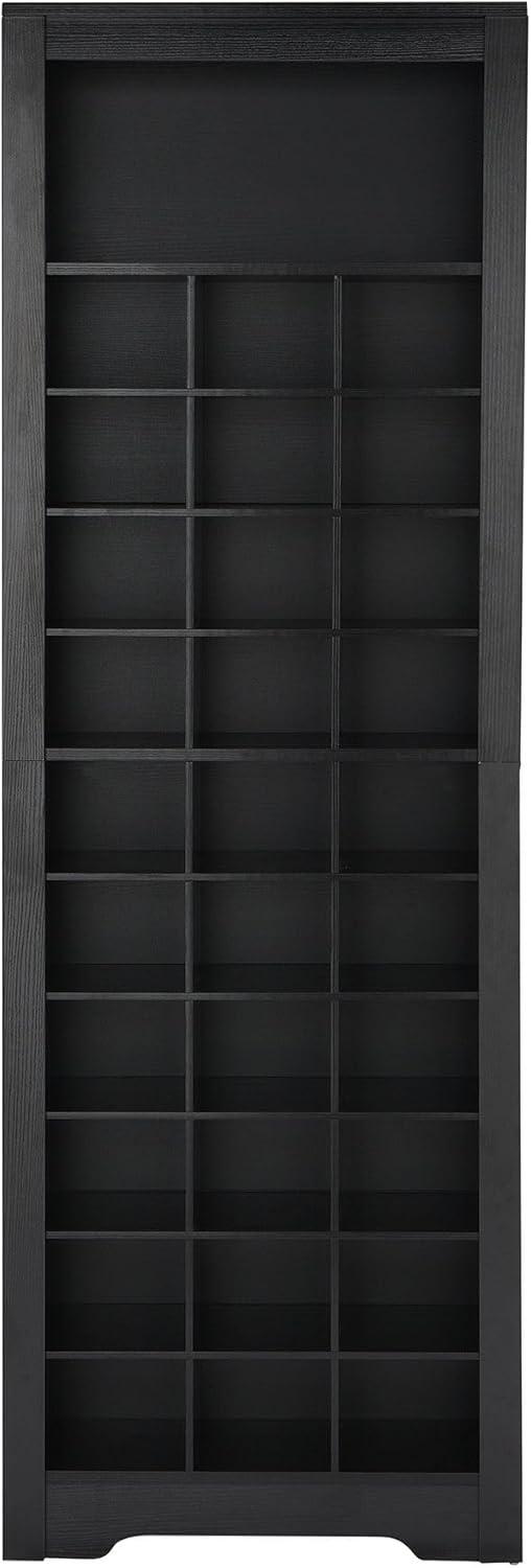 Tall Black Particle Board 30-Pair Shoe Cubby Cabinet