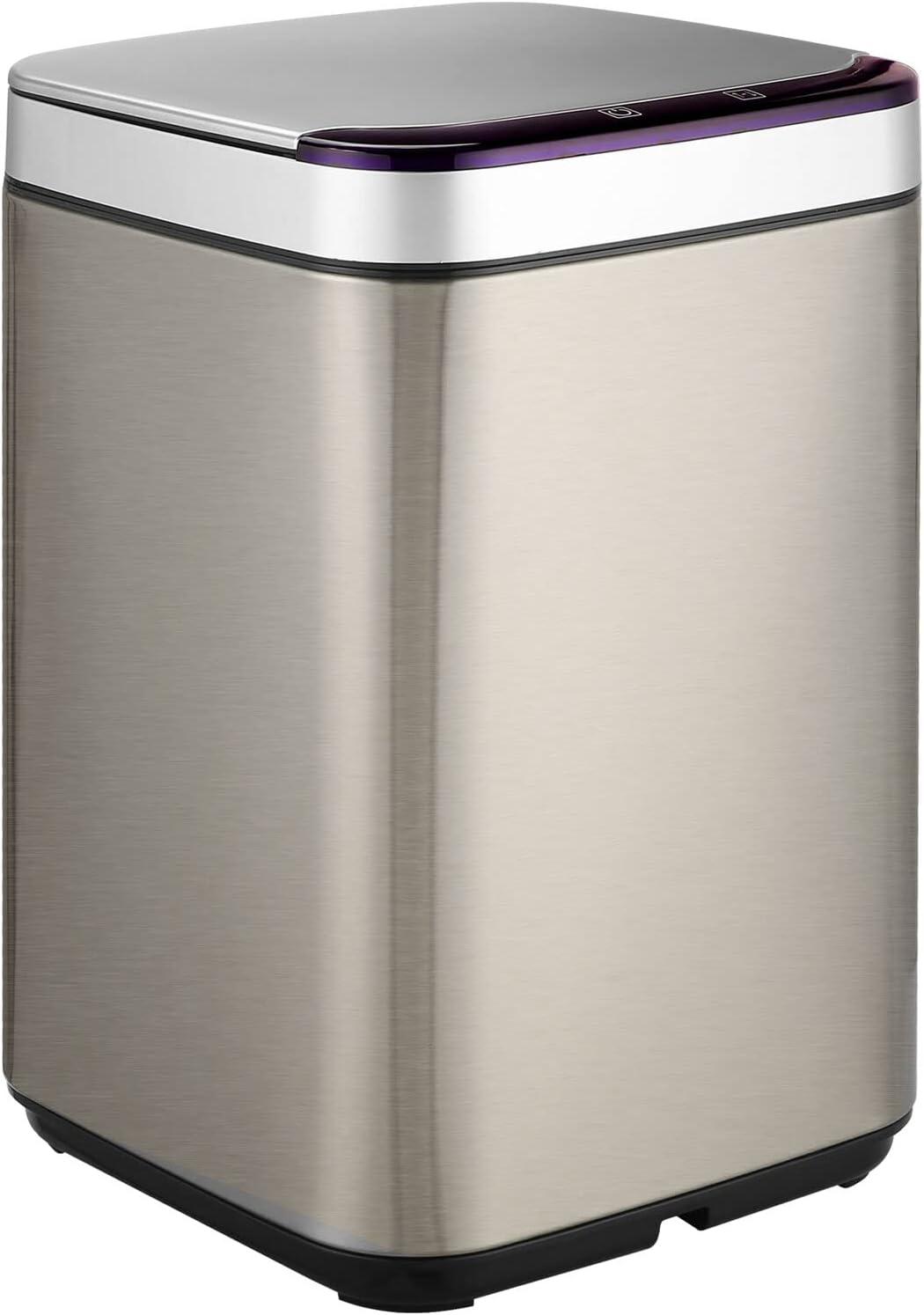 Hanover 10 Liter - 2.6 Gallon Trash Can for Home and Kitchen | Fingerprint Smudge Resistant | Soft Close | Sensor Lid | Carbon Odor Control | Stainless Steel