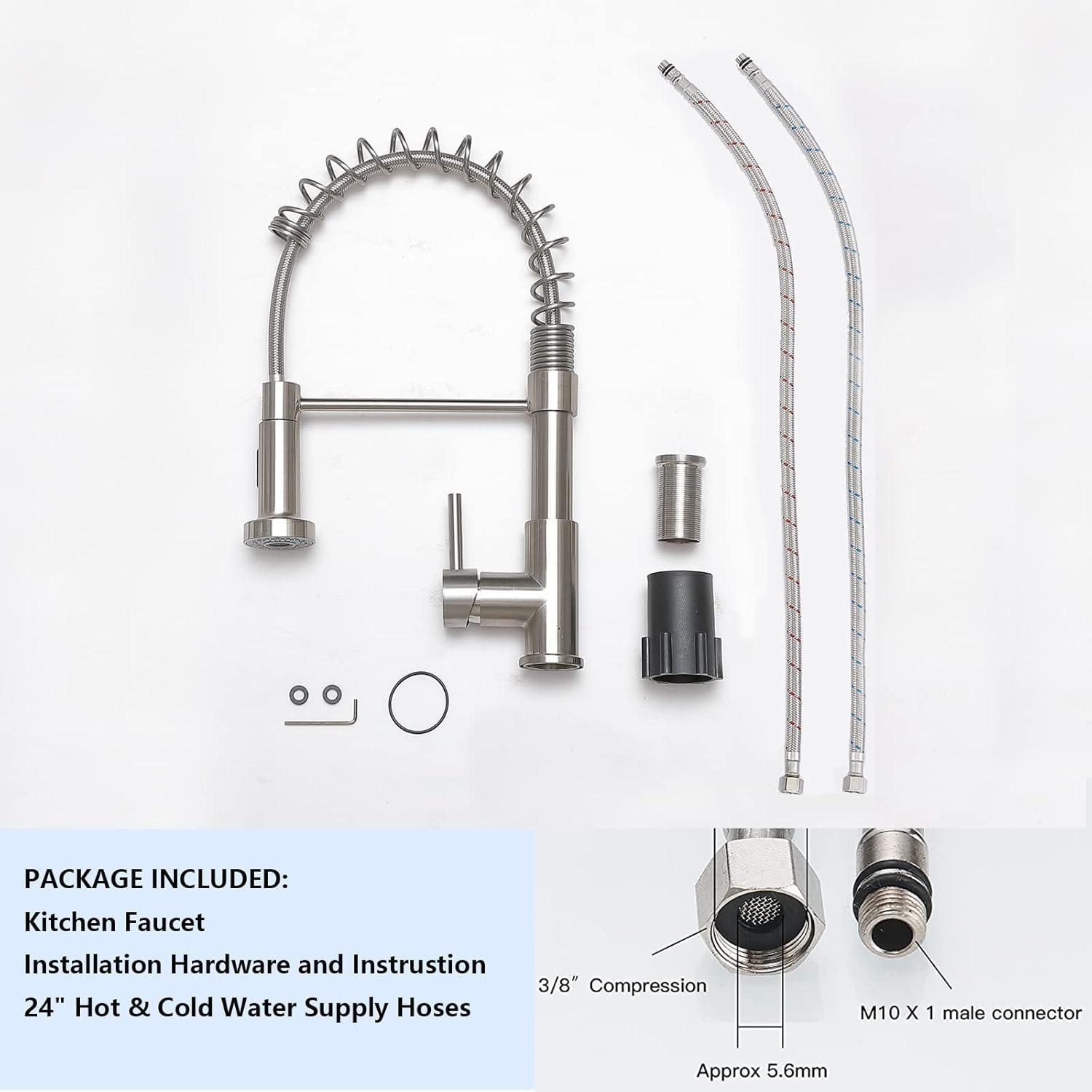 Brushed Nickel Stainless Steel Pull Down Kitchen Faucet