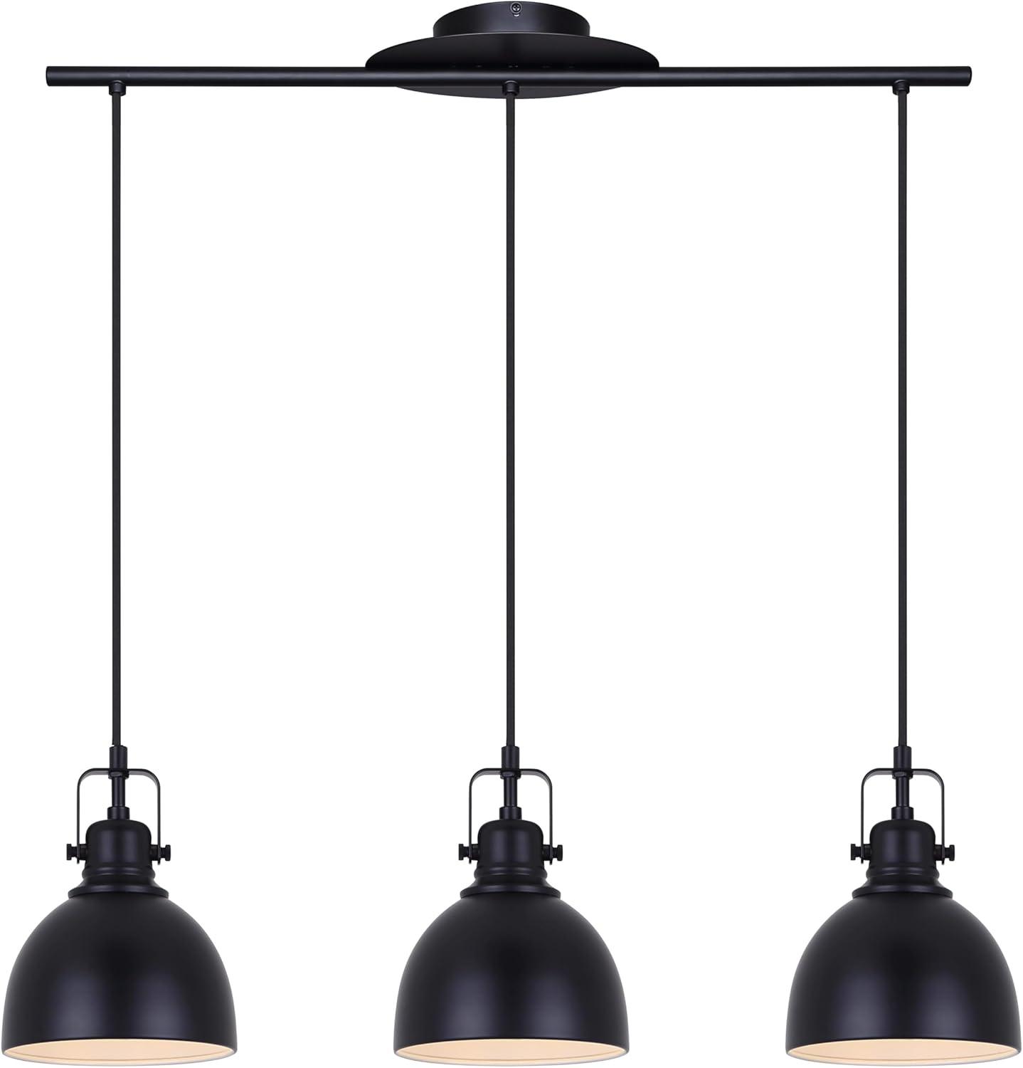 Matte Black Glass 3-Light Farmhouse Pendant