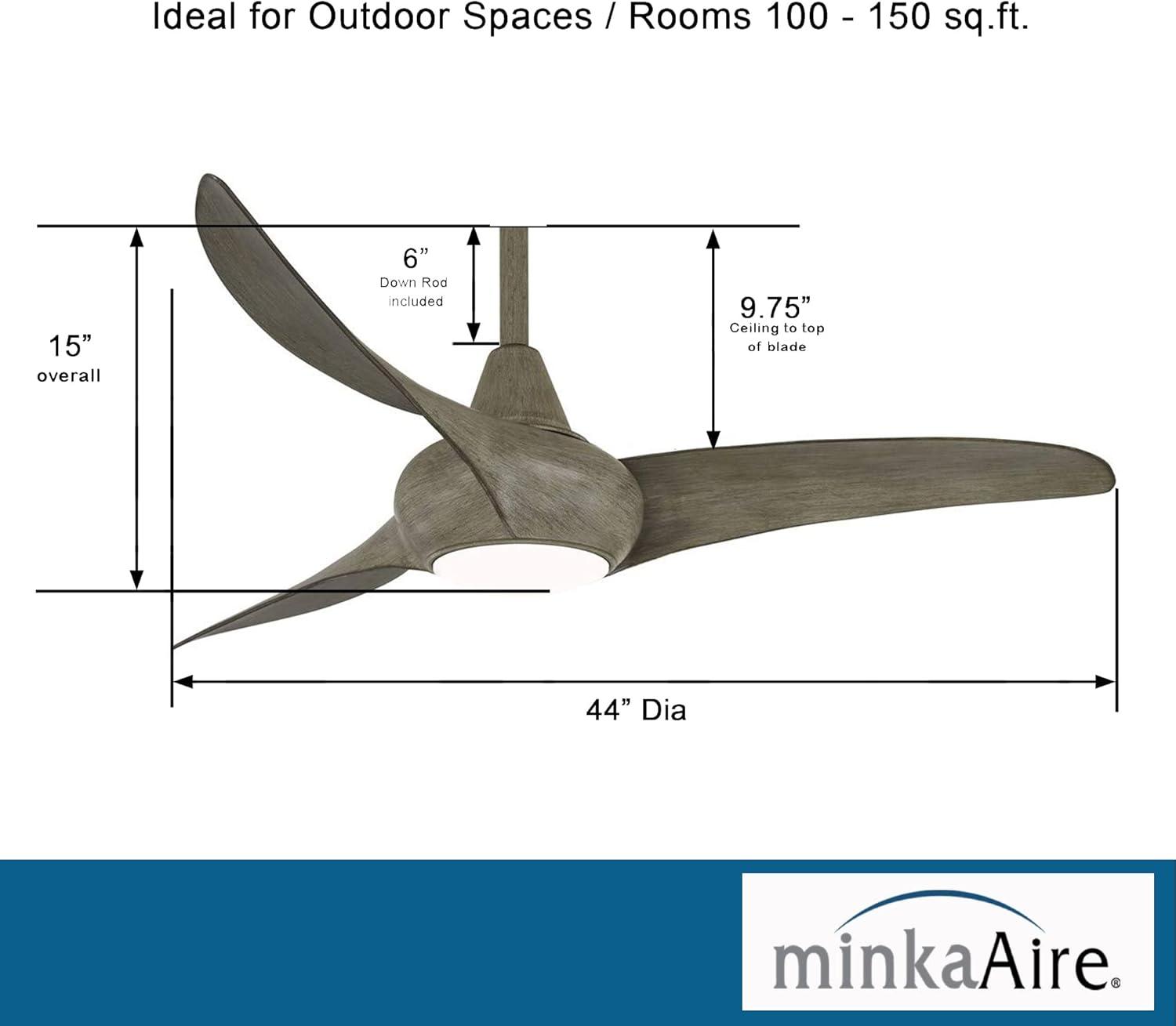 44" Minka Aire Light Wave Modern Driftwood LED Ceiling Fan with Remote