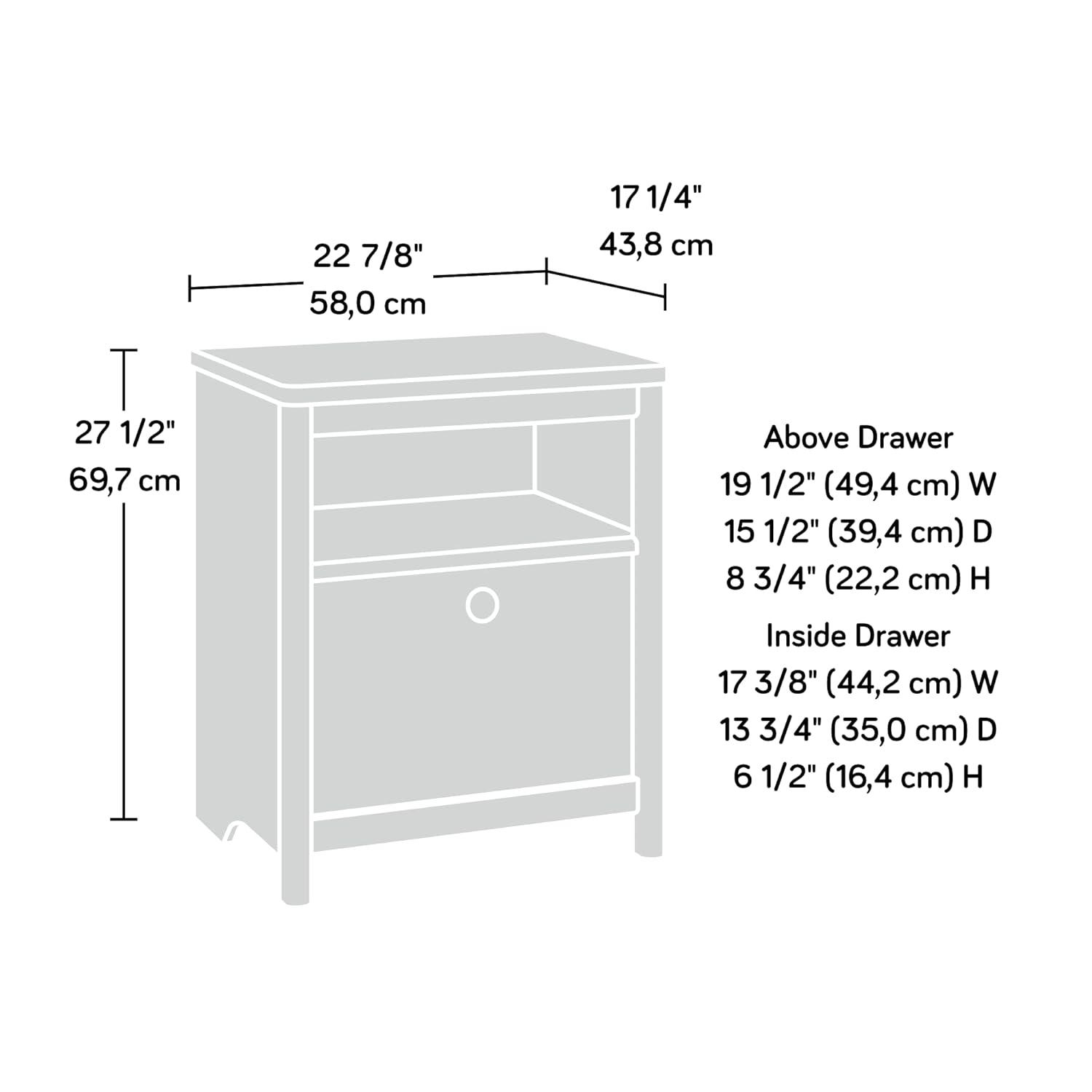 Dover Edge 1 Drawer Nightstand with Shelf Glacier Oak - Sauder: Mid-Century Modern Bedside Table, Laminated Surface, Metal Hardware