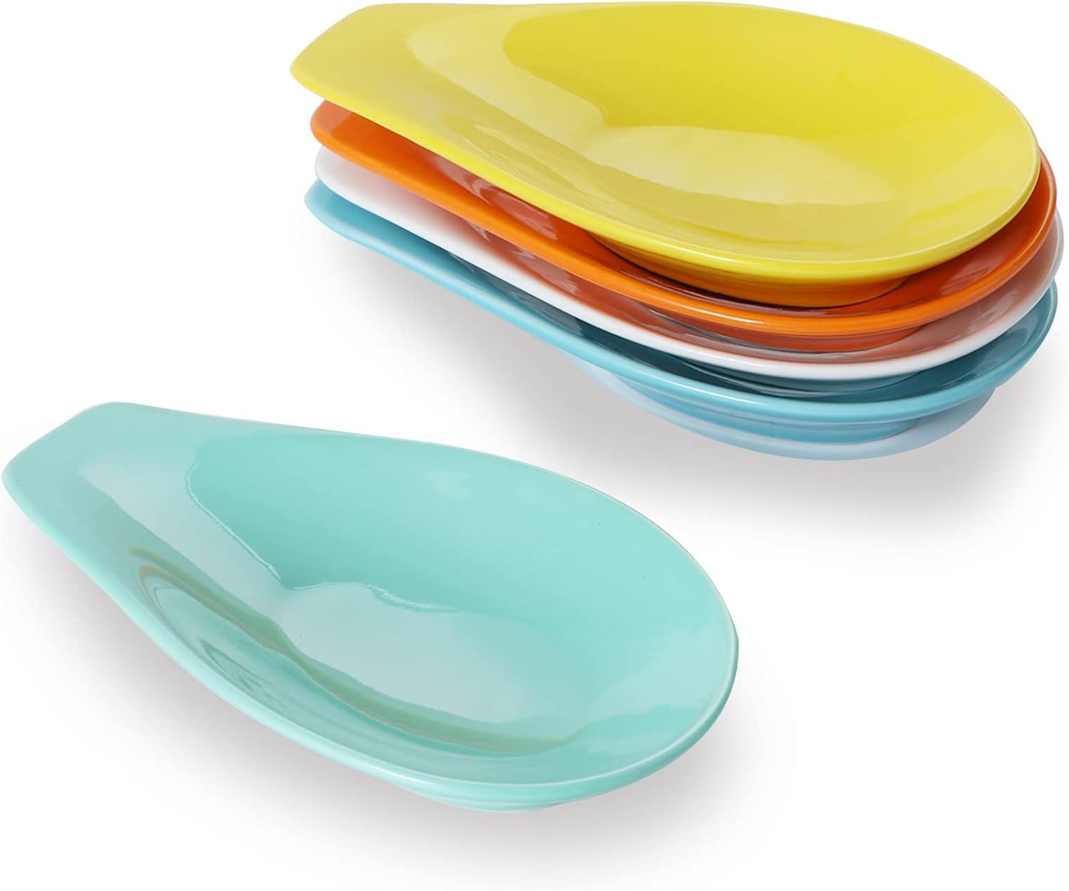 Colorful Ceramic Spoon Rests Set of 5 for Kitchen