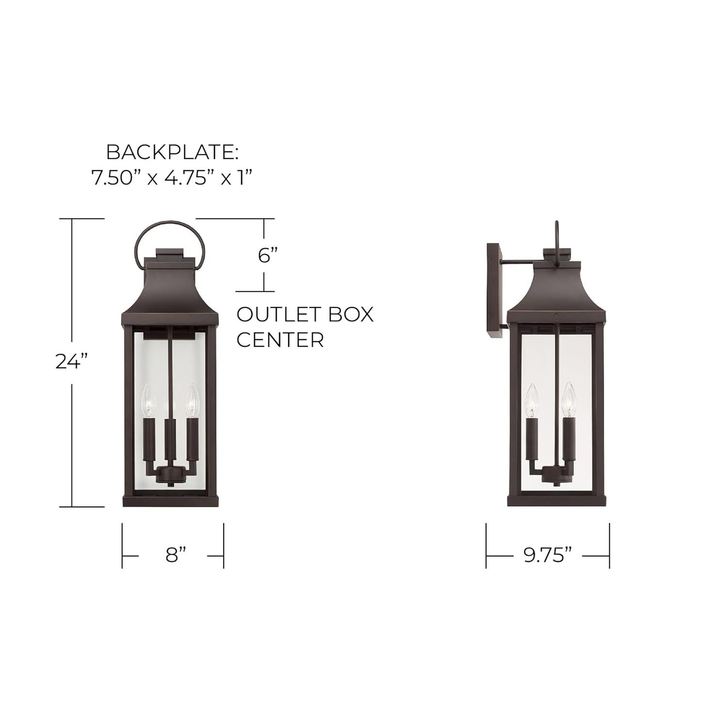 Outdoor Wall Lantern In Traditional Style-24 Inches Tall And 8 Inches Wide-Oiled Bronze Finish-Incandescent Lamping Type Capital Lighting 946431Oz