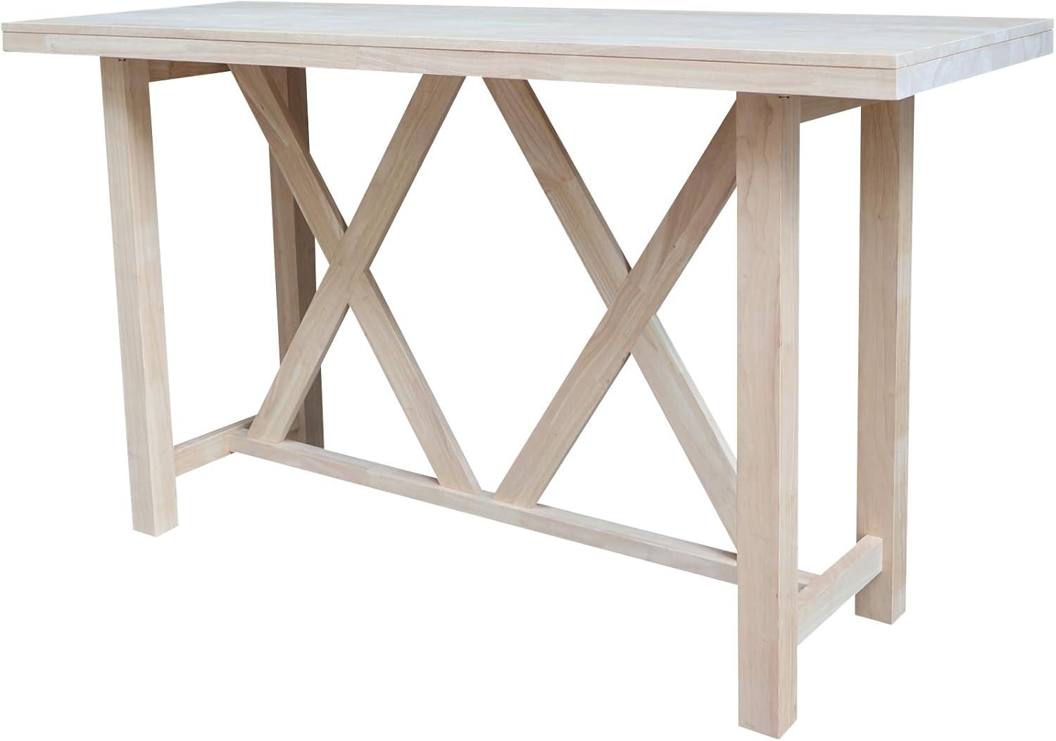 Paul Bar Height Table Unfinished - International Concepts: Solid Wood, 42" High, Rectangular, Seats 4