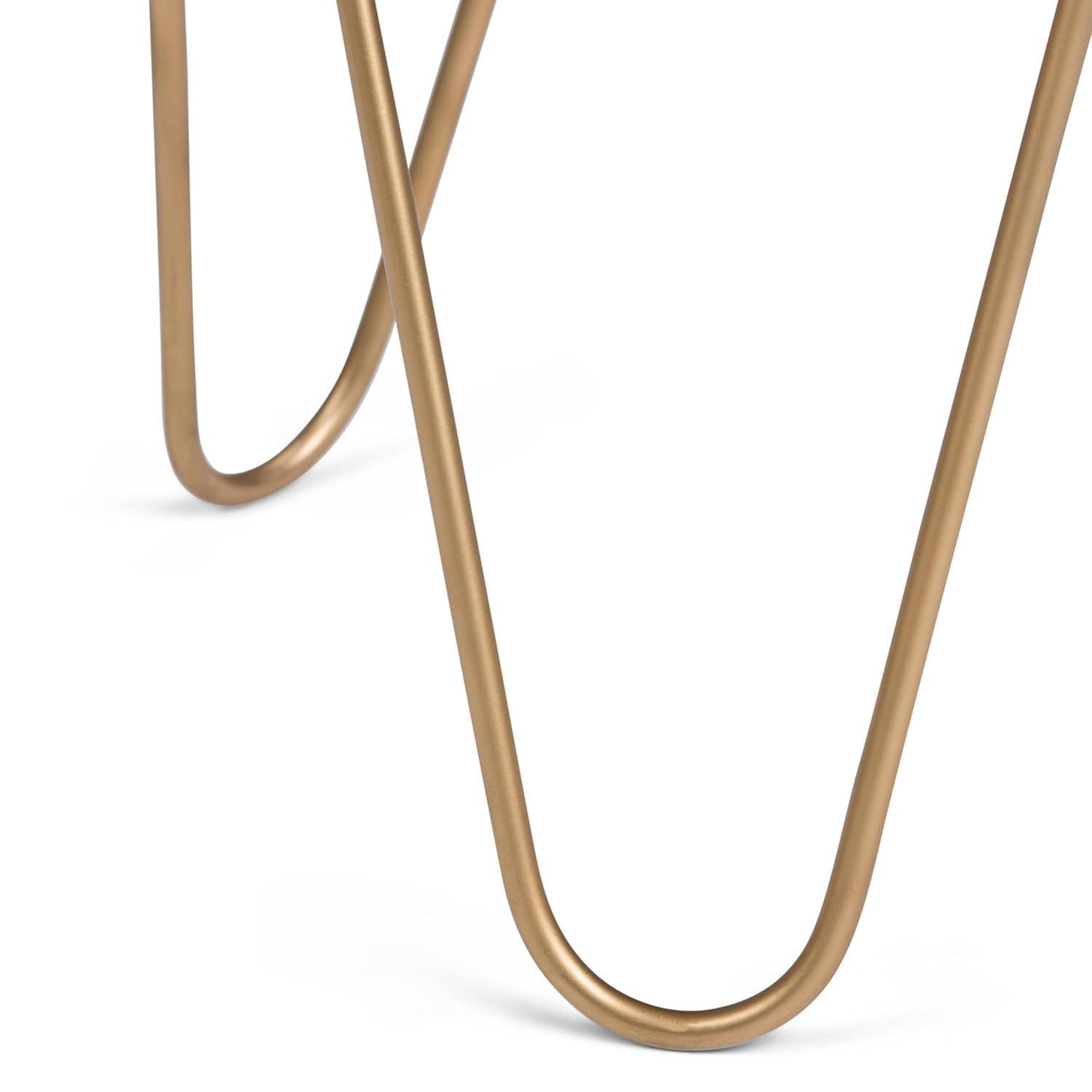 Simpli Home Patrice Solid Mango Wood Mid-Century Modern End Table with Unique Shaped Top and Hairpin Legs