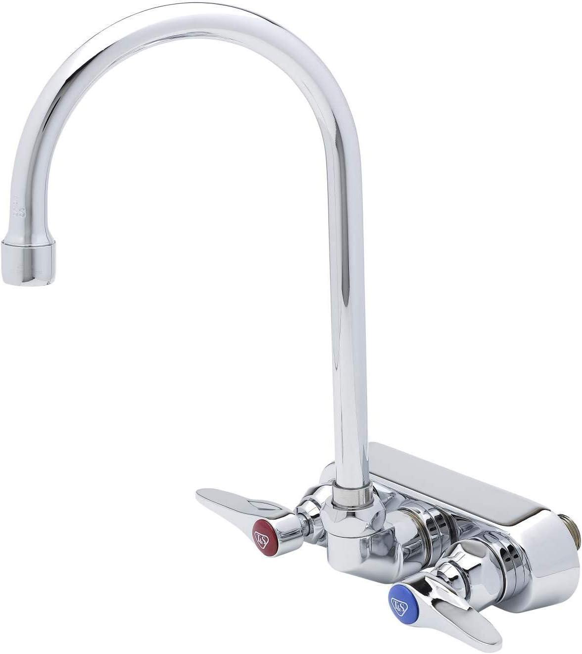 T&S Brass B-1146 Workboard Back Mounted Faucet W/ 4"" Centers & 133X Swing Goose