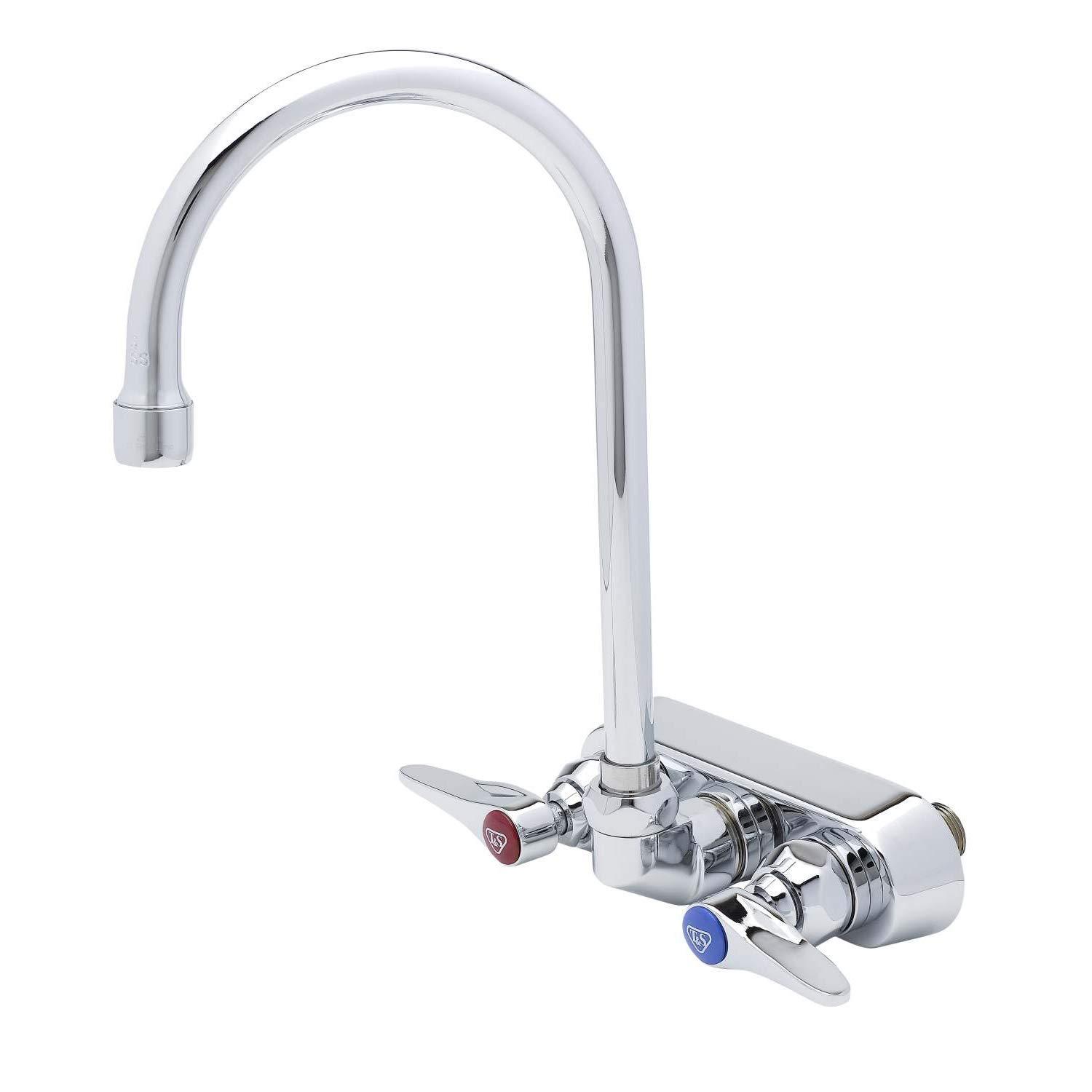 T&S Brass B-1146 Workboard Back Mounted Faucet W/ 4"" Centers & 133X Swing Goose