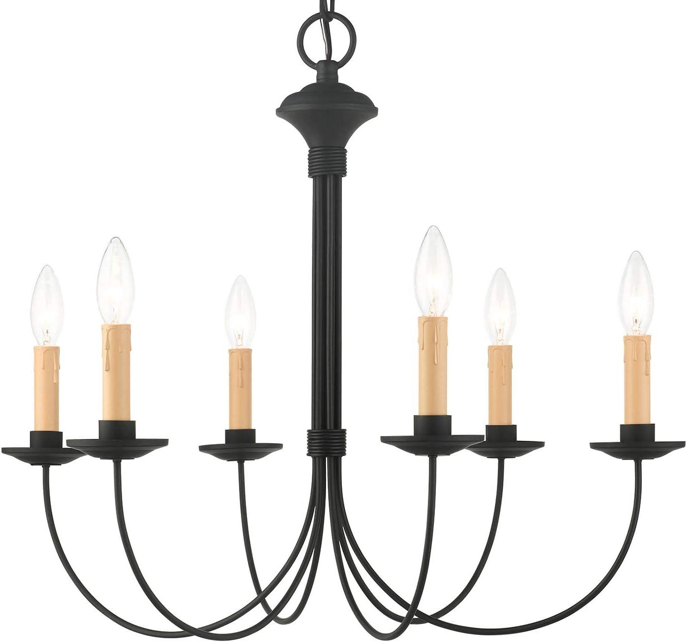 Heritage Black Steel 6-Light Candelabra Chandelier